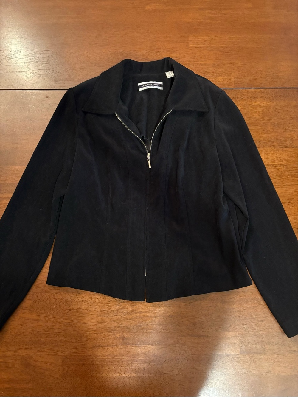Amanda Smith Black Suede Zip-Front Blazer